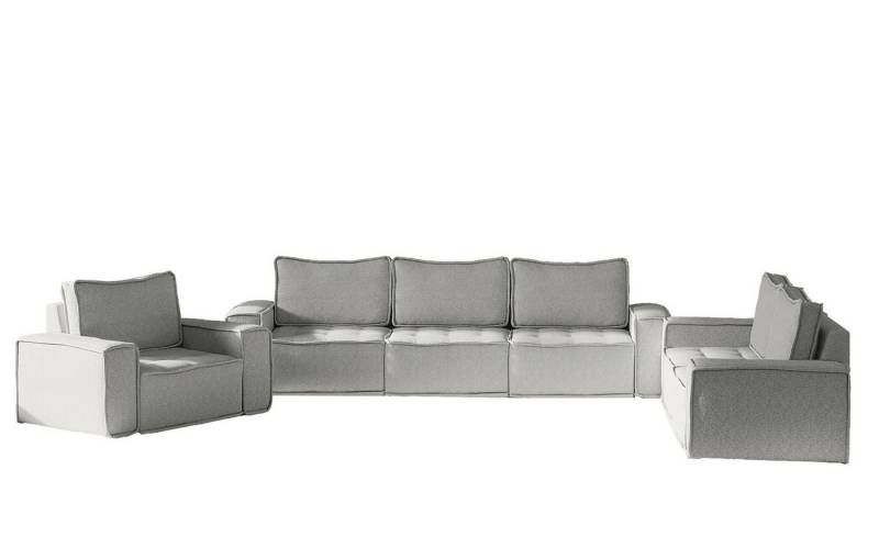 Fun Möbel Polstergarnitur Sofaset Modulsofa-Set 6-teilig SANDE 3-2-1 in Stoff, (alle "Module-Sets", können mit "Einzeln-Modulen" erweitert werden), Rundumbezug von Fun Möbel