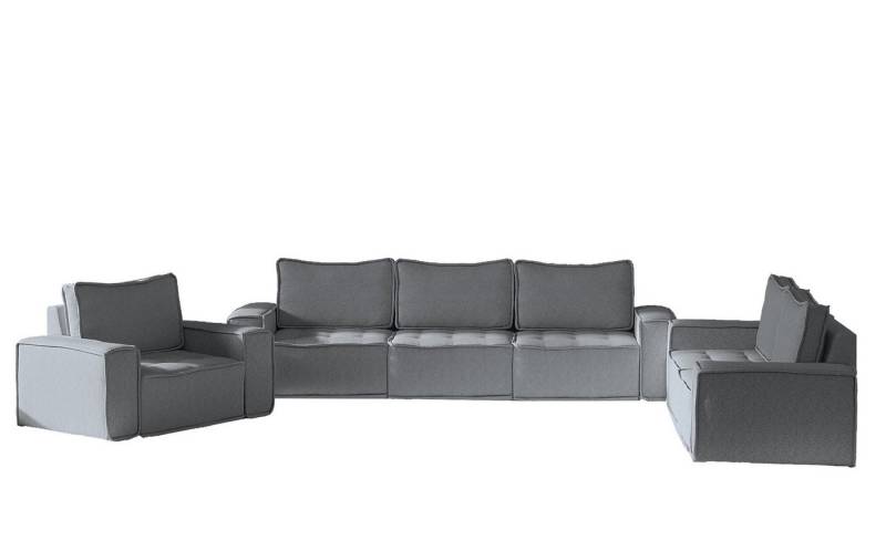 Fun Möbel Polstergarnitur Sofaset Modulsofa-Set 6-teilig SANDE 3-2-1 in Stoff, (alle "Module-Sets", können mit "Einzeln-Modulen" erweitert werden), Rundumbezug von Fun Möbel