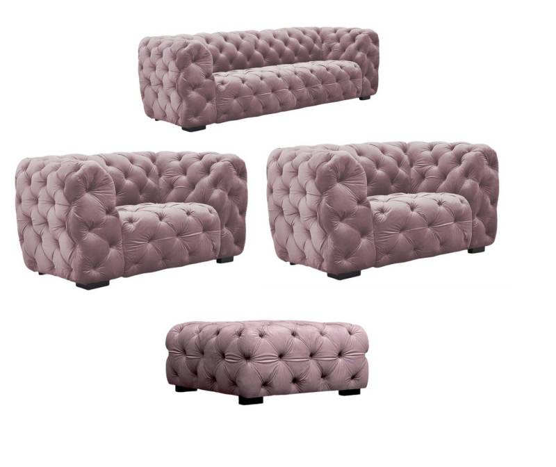 Fun Möbel Polstergarnitur Sofaset NATALIE 3-1-1 in Stoff Riviera inkl. Polsterhocker, (Set, 4-tlg), Rundumbezug von Fun Möbel
