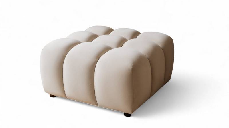 Fun Möbel Polsterhocker Designerhocker FLOW in Stoff Bluvel (kombinierbar mit 2-Sitzer oder 3-Sitzer), Rundumpolsterung von Fun Möbel