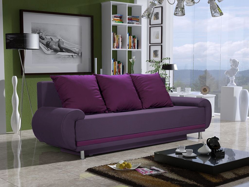 Fun Möbel Schlafsofa Sofa Designersofa MIKA 3-Sitzer mit Schlaffunktion, inkl. 3 Rückenkissen, mit Bettkasten von Fun Möbel