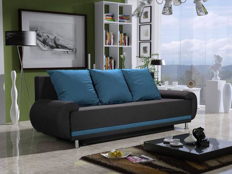 Fun Möbel Schlafsofa Sofa Designersofa MIKA 3-Sitzer mit Schlaffunktion, inkl. 3 Rückenkissen, mit Bettkasten von Fun Möbel