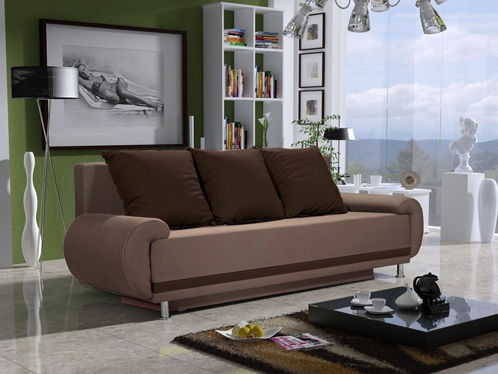 Fun Möbel Schlafsofa Sofa Designersofa MIKA 3-Sitzer mit Schlaffunktion, inkl. 3 Rückenkissen, mit Bettkasten von Fun Möbel