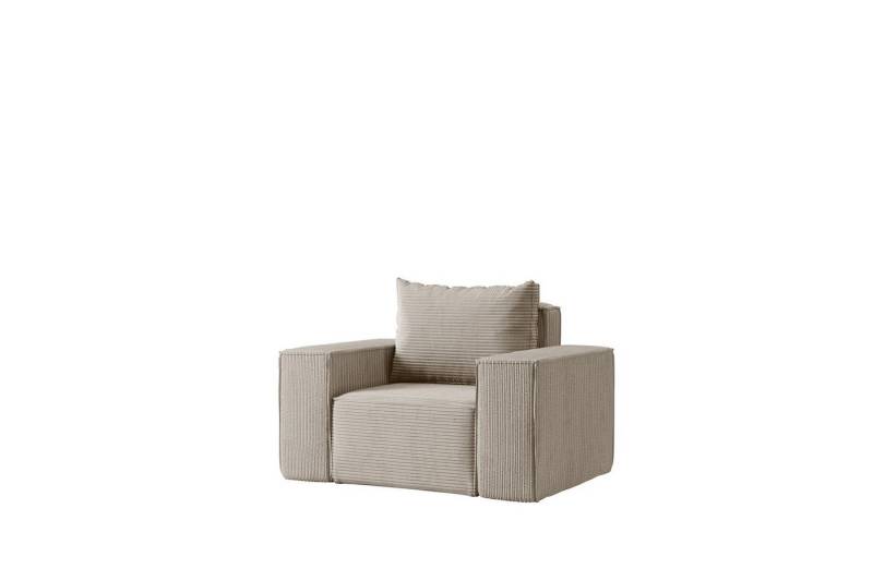 Fun Möbel Sessel Designersessel ESTELLE in Stoff (Die Serie ESTELLE bietet eine große Auswahl an Möbeln), Rücken echt bezogen von Fun Möbel