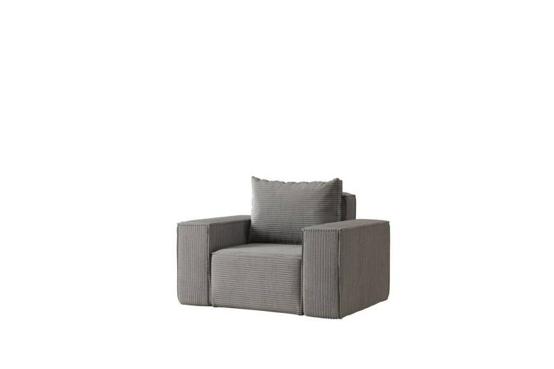 Fun Möbel Sessel Designersessel ESTELLE in Stoff (Die Serie ESTELLE bietet eine große Auswahl an Möbeln), Rücken echt bezogen von Fun Möbel