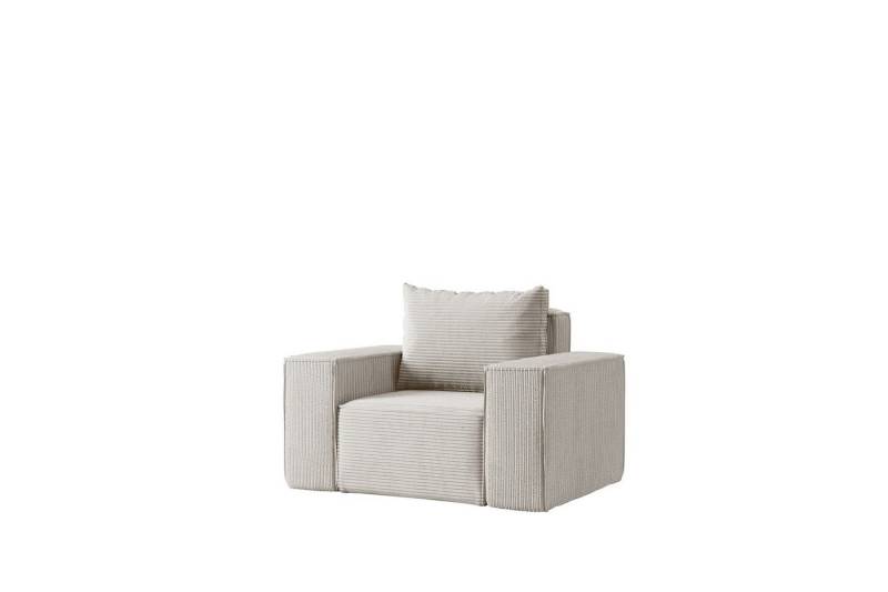 Fun Möbel Sessel Designersessel ESTELLE in Stoff (Die Serie ESTELLE bietet eine große Auswahl an Möbeln), Rücken echt bezogen von Fun Möbel