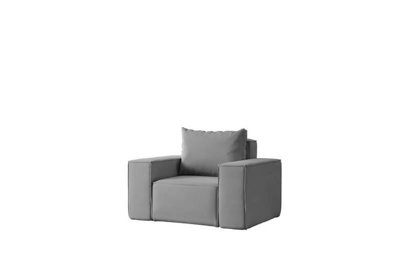 Fun Möbel Sessel Designersessel ESTELLE in Stoff (Die Serie ESTELLE bietet eine große Auswahl an Möbeln), Rücken echt bezogen von Fun Möbel