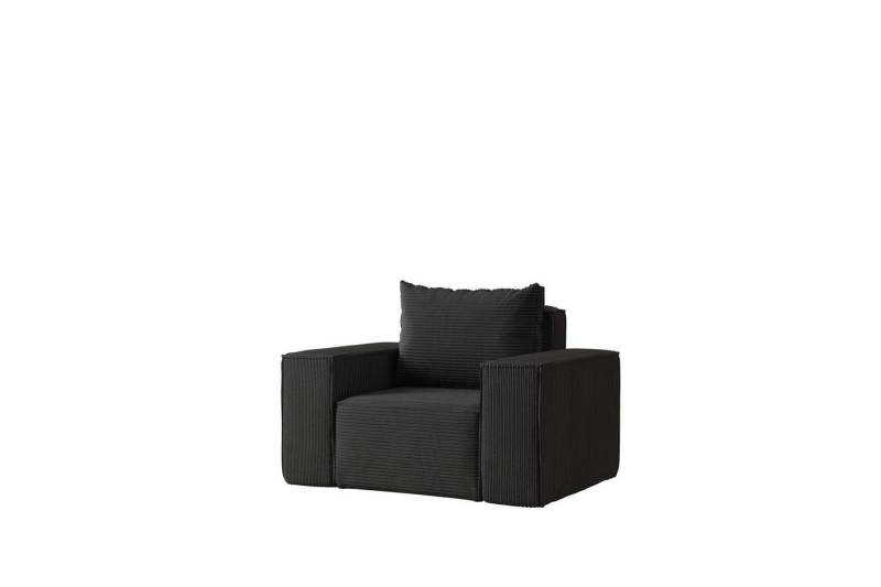 Fun Möbel Sessel Designersessel ESTELLE in Stoff (Die Serie ESTELLE bietet eine große Auswahl an Möbeln), Rücken echt bezogen von Fun Möbel