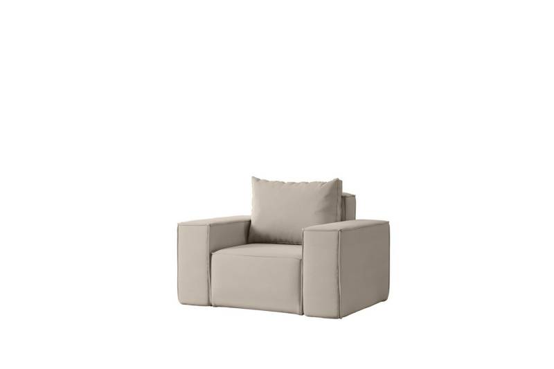 Fun Möbel Sessel Designersessel ESTELLE in Stoff (Die Serie ESTELLE bietet eine große Auswahl an Möbeln), Rücken echt bezogen von Fun Möbel