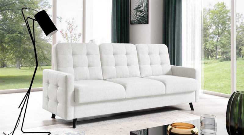 Fun Möbel Sofa 3-Sitzer Schlafsofa Designersofa GARNET in Stoff Luis, Inkl. 1 x Bettkasten und Schlaffunktion, Rundumbezug von Fun Möbel