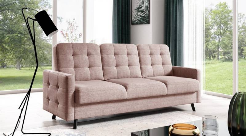 Fun Möbel Sofa 3-Sitzer Schlafsofa Designersofa GARNET in Stoff Luis, Inkl. 1 x Bettkasten und Schlaffunktion, Rundumbezug von Fun Möbel