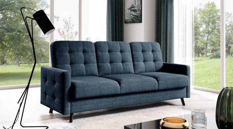 Fun Möbel Sofa 3-Sitzer Schlafsofa Designersofa GARNET in Stoff Luis, Inkl. 1 x Bettkasten und Schlaffunktion, Rundumbezug von Fun Möbel