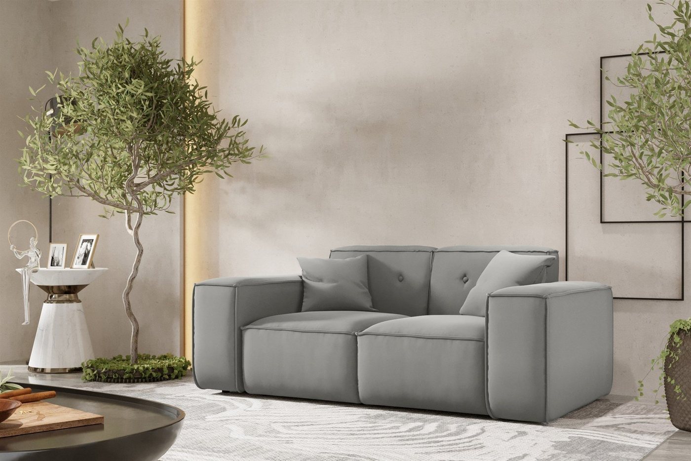 Fun Möbel Sofa Designersofa CESINA 2-Sitzer in Stoff, inkl. 2 Zierkissen, Rundumbezug Fun Möbel Sofa Designersofa CESINA 2-Sitzer in Stoff, inkl. 2 Zierkissen, Rundumbezug von Fun Möbel