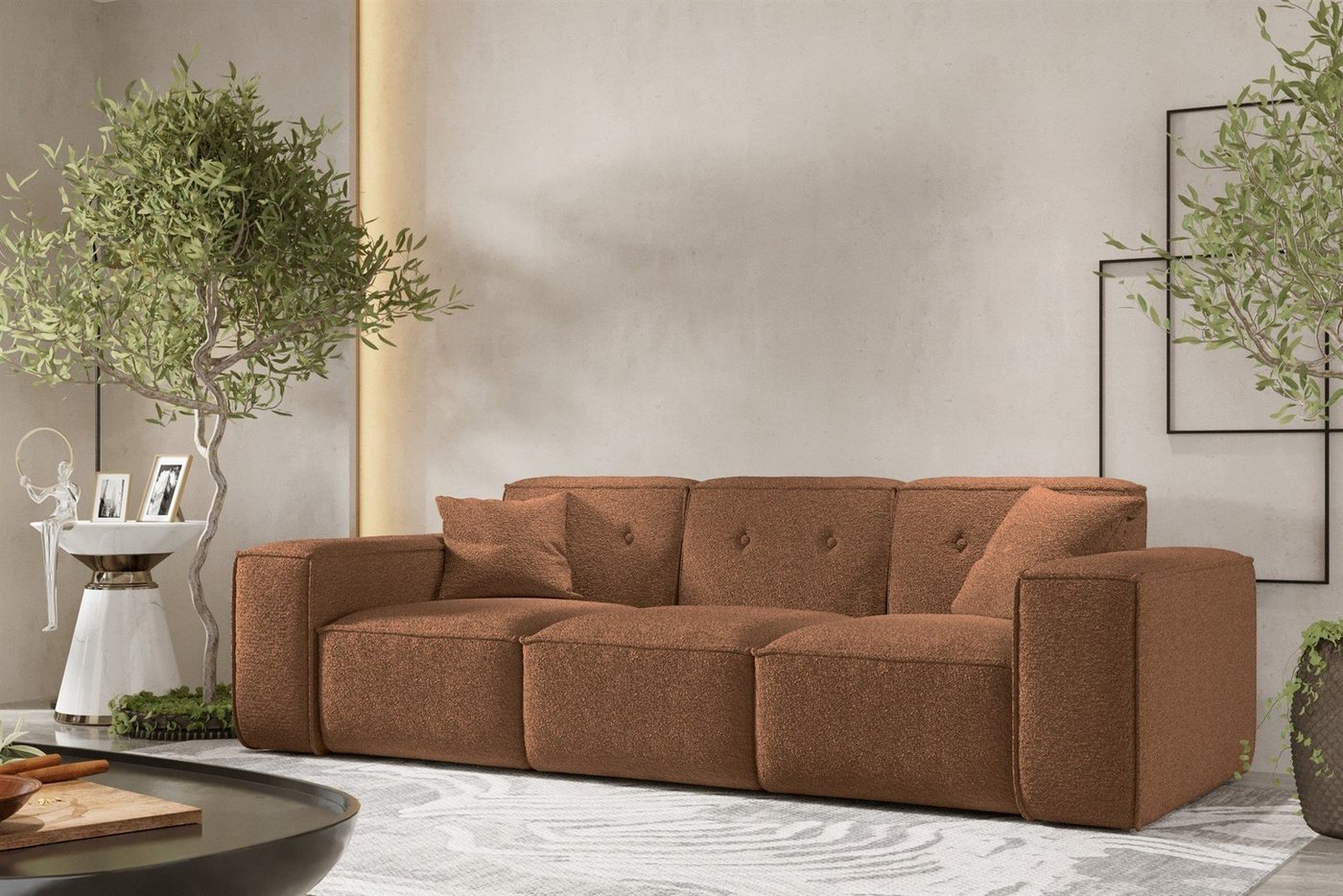 Fun Möbel Sofa Designersofa CESINA 3-Sitzer in Stoff, inkl. 2 Zierkissen, Rundumbezug von Fun Möbel