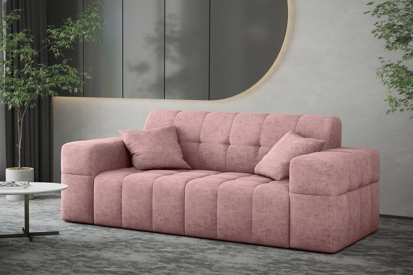 Fun Möbel Sofa Sofa Designer-Sofa NANCY 2-Sitzer in Stoff Harmony, Rundumbezug von Fun Möbel