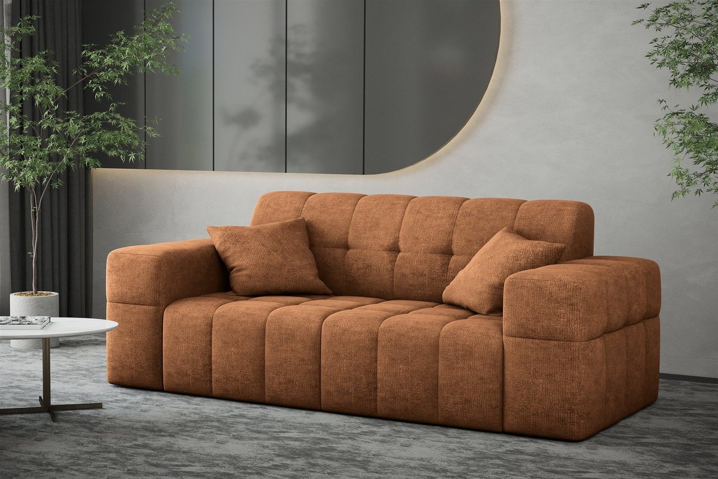 Fun Möbel Sofa Sofa Designer-Sofa NANCY 2-Sitzer in Stoff Harmony, Rundumbezug von Fun Möbel