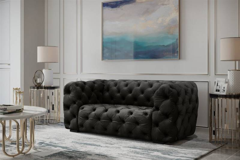 Fun Möbel Sofa Sofa Designer-Sofa NATALIE 2-Sitzer in Stoff Riviera, 1 Teile, Rundumbezug von Fun Möbel