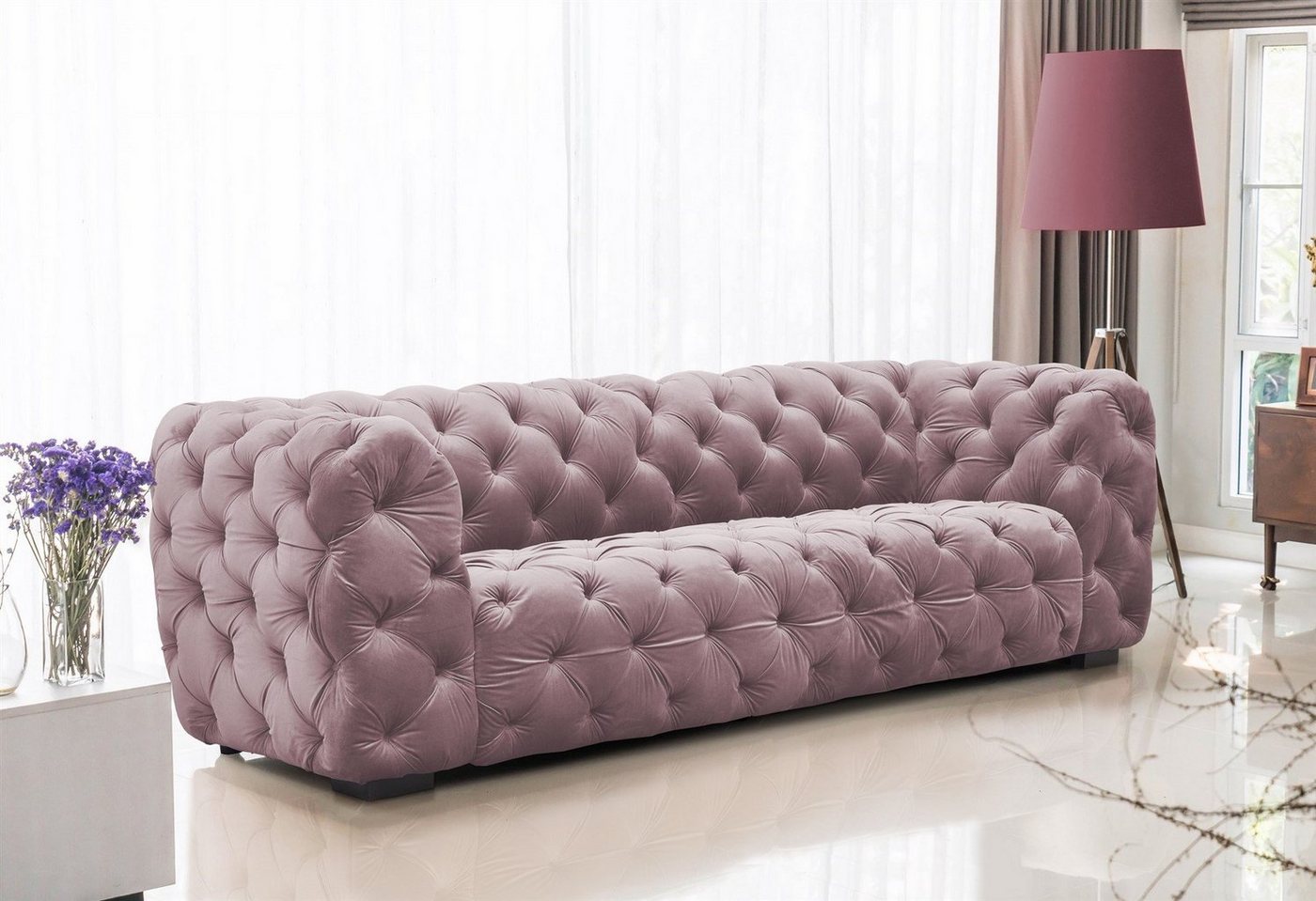 Fun Möbel Sofa Sofa Designer-Sofa NATALIE 3-Sitzer in Stoff, 1 Teile, Rundumbezug von Fun Möbel