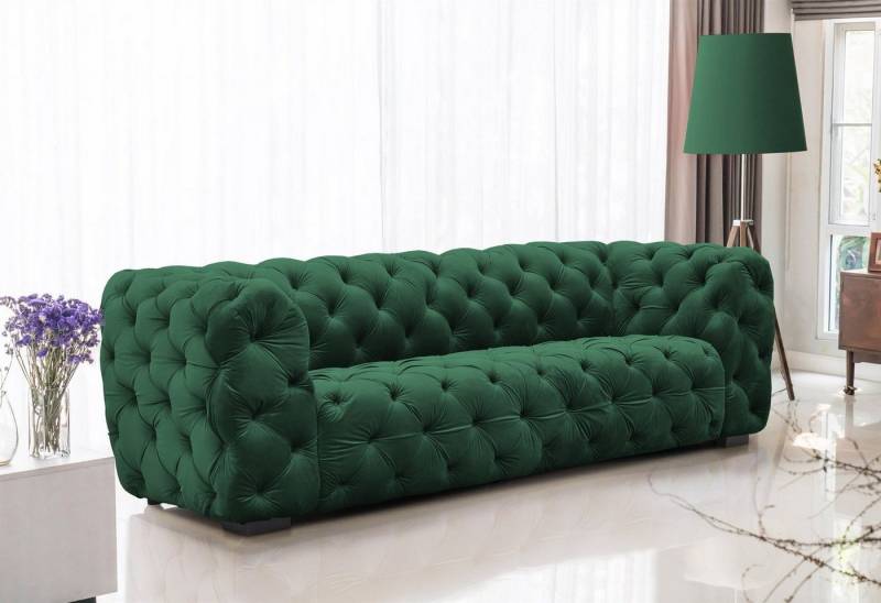 Fun Möbel Sofa Sofa Designer-Sofa NATALIE 3-Sitzer in Stoff Riviera, 1 Teile, Rundumbezug von Fun Möbel