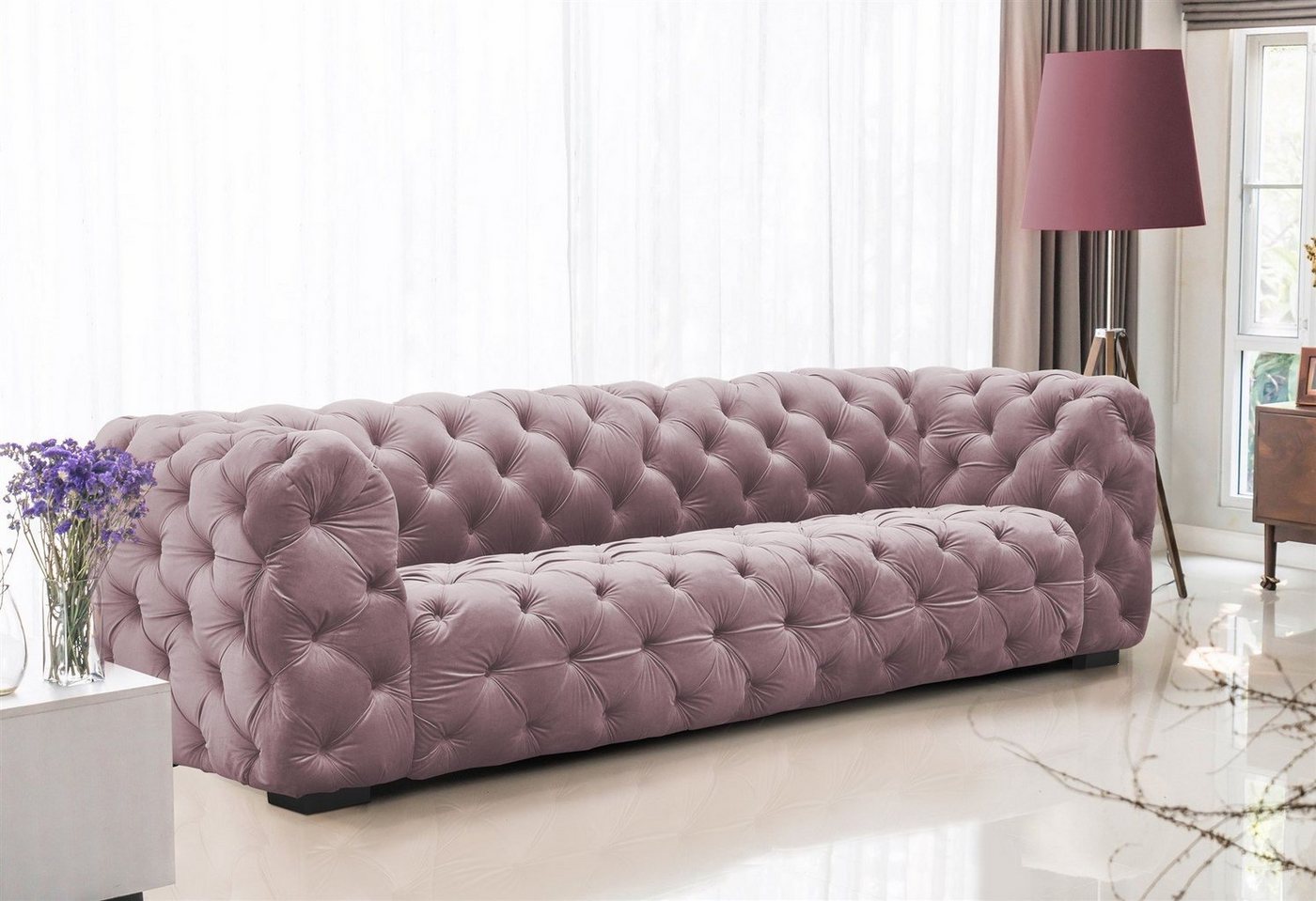 Fun Möbel Sofa Sofa Designer-Sofa NATALIE 4-Sitzer in Stoff, 1 Teile, Rundumbezug von Fun Möbel