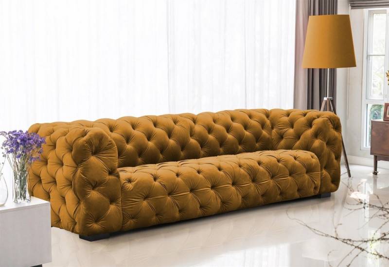 Fun Möbel Sofa Sofa Designer-Sofa NATALIE 4-Sitzer in Stoff, 1 Teile, Rundumbezug von Fun Möbel