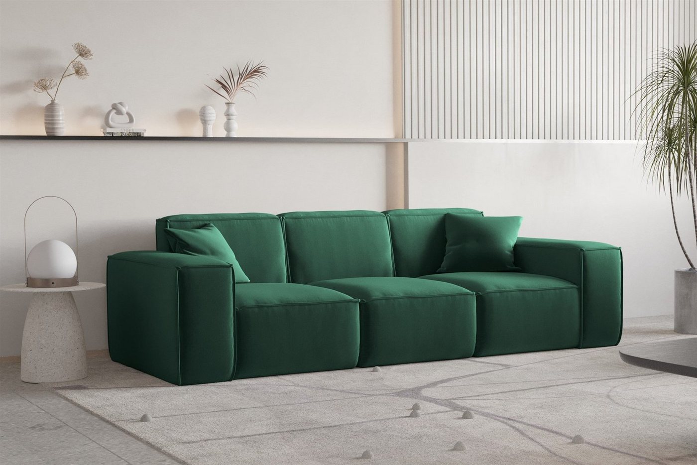 Fun Möbel Sofa Sofa Designersofa CELES PREMIUM 3-Sitzer in Stoff, Inkl. 2 Zierkissen von Fun Möbel