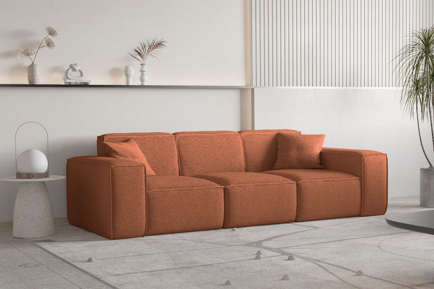 Fun Möbel Sofa Sofa Designersofa CELES PREMIUM 3-Sitzer in Stoff, Inkl. 2 Zierkissen von Fun Möbel