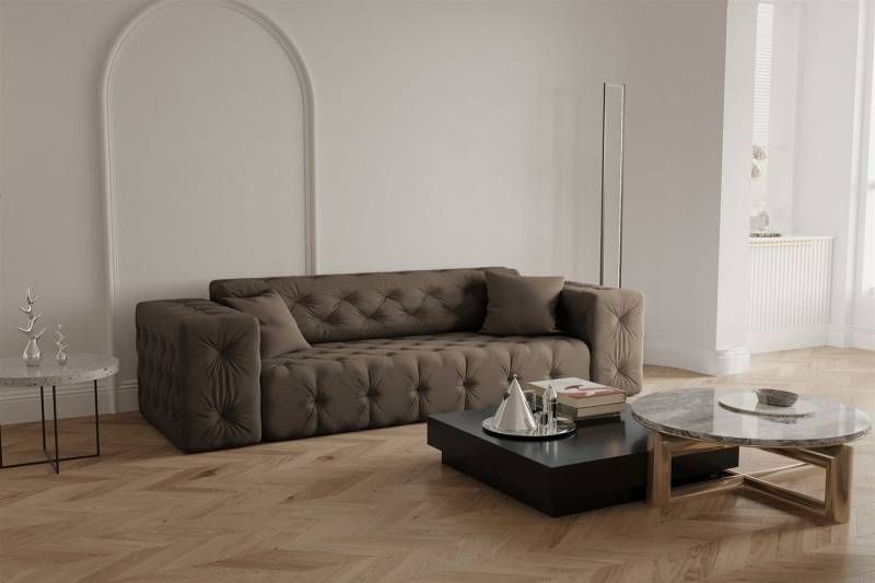 Fun Möbel Sofa Sofa Designersofa CHANTAL 3-Sitzer in Stoff Opera Velvet von Fun Möbel