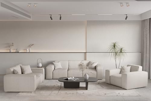 Fun Möbel Sofaset Designersofa CELES Premium 3-2-1 in Stoff Scala (Hellbeige) von Fun Möbel