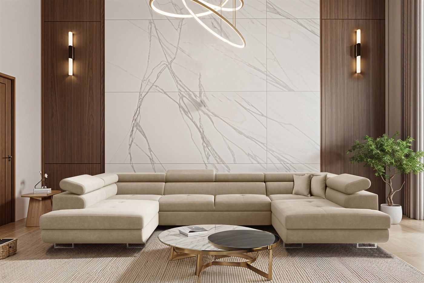 Fun Möbel Wohnlandschaft CARMELO Sofa in U-Form mit Schlaffunktion Stoff Nova, Rücken echt bezogen Fun Möbel Wohnlandschaft CARMELO Sofa in U-Form mit Schlaffunktion Stoff Nova, Rücken echt bezogen von Fun Möbel