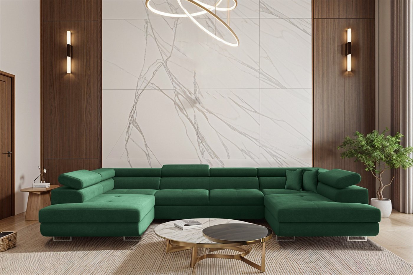 Fun Möbel Wohnlandschaft CARMELO Sofa in U-Form mit Schlaffunktion Stoff Nova, Rücken echt bezogen Fun Möbel Wohnlandschaft CARMELO Sofa in U-Form mit Schlaffunktion Stoff Nova, Rücken echt bezogen von Fun Möbel