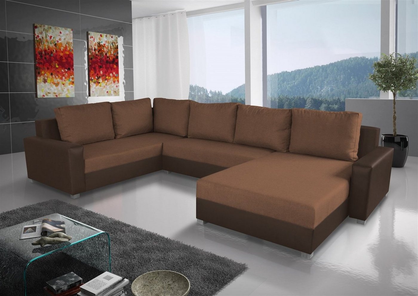Fun Möbel Wohnlandschaft Couchgarnitur GRADO mit Schlaffunktion Ottomane Links oder Rechts, inkl. 6 Rückenkissen mit Reißverschluss, Inkl. Bettkasten Fun Möbel Wohnlandschaft Couchgarnitur GRADO mit Schlaffunktion Ottomane Links oder Rechts, inkl. 6 Rückenkissen mit Reißverschluss, Inkl. Bettkasten von Fun Möbel