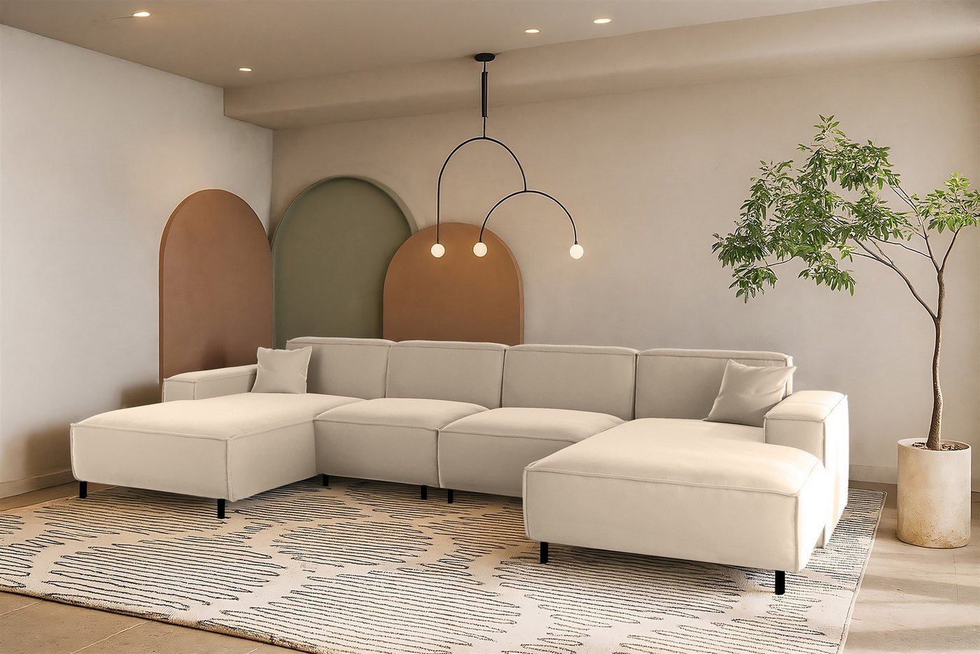 Fun Möbel Wohnlandschaft Designersofa FUN GEMA in Stoff, mit 2 Ottomanen, Rundumbezug Fun Möbel Wohnlandschaft Designersofa FUN GEMA in Stoff, mit 2 Ottomanen, Rundumbezug von Fun Möbel