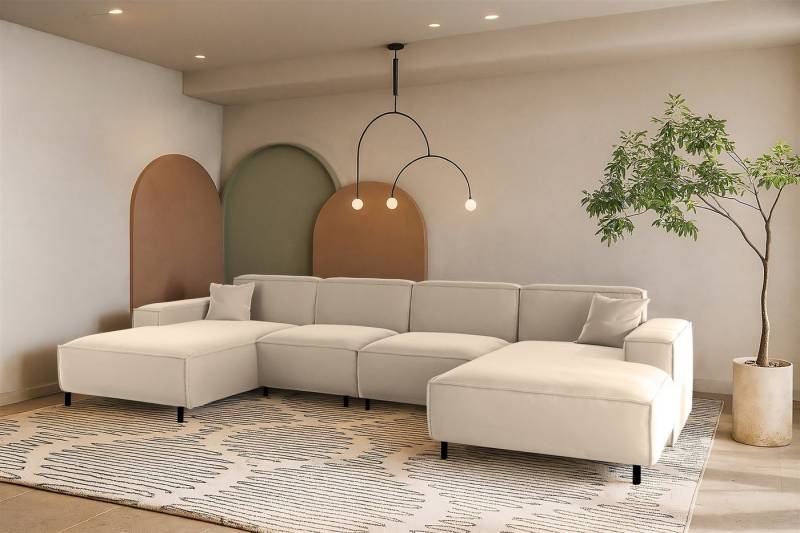 Fun Möbel Wohnlandschaft Designersofa FUN GEMA in Stoff, mit 2 Ottomanen, Rundumbezug Fun Möbel Wohnlandschaft Designersofa FUN GEMA in Stoff, mit 2 Ottomanen, Rundumbezug von Fun Möbel