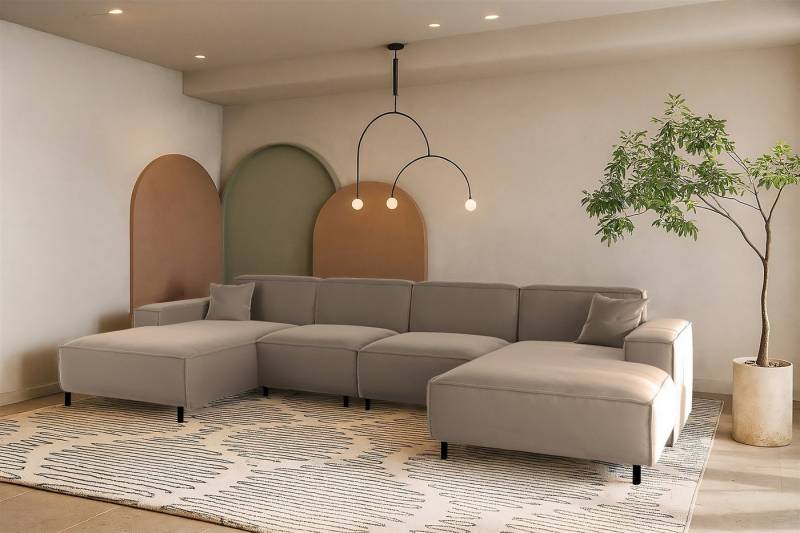 Fun Möbel Wohnlandschaft Designersofa FUN GEMA in Stoff, mit 2 Ottomanen, Rundumbezug Fun Möbel Wohnlandschaft Designersofa FUN GEMA in Stoff, mit 2 Ottomanen, Rundumbezug von Fun Möbel