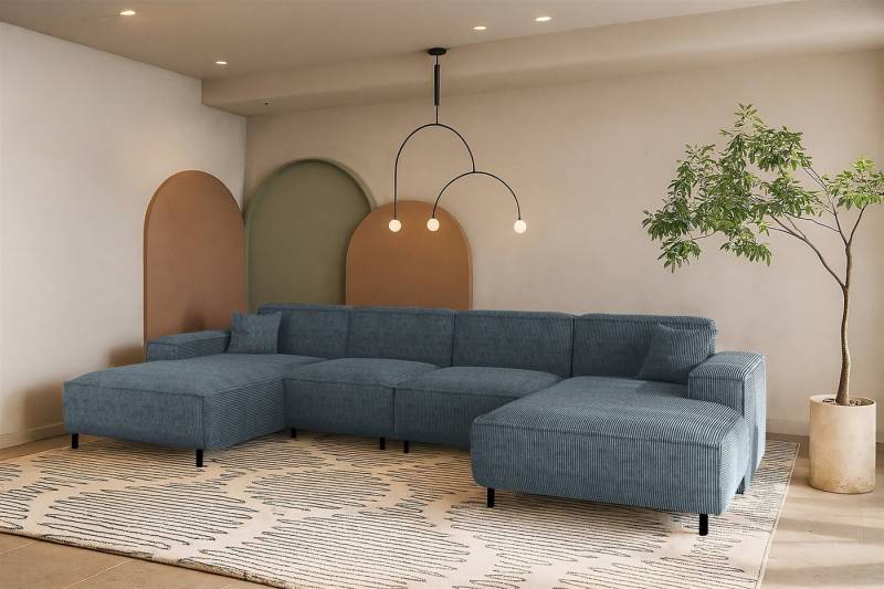 Fun Möbel Wohnlandschaft Designersofa GLORIA in Stoff, mit 2 Ottomanen, Rundumbezug Fun Möbel Wohnlandschaft Designersofa GLORIA in Stoff, mit 2 Ottomanen, Rundumbezug von Fun Möbel