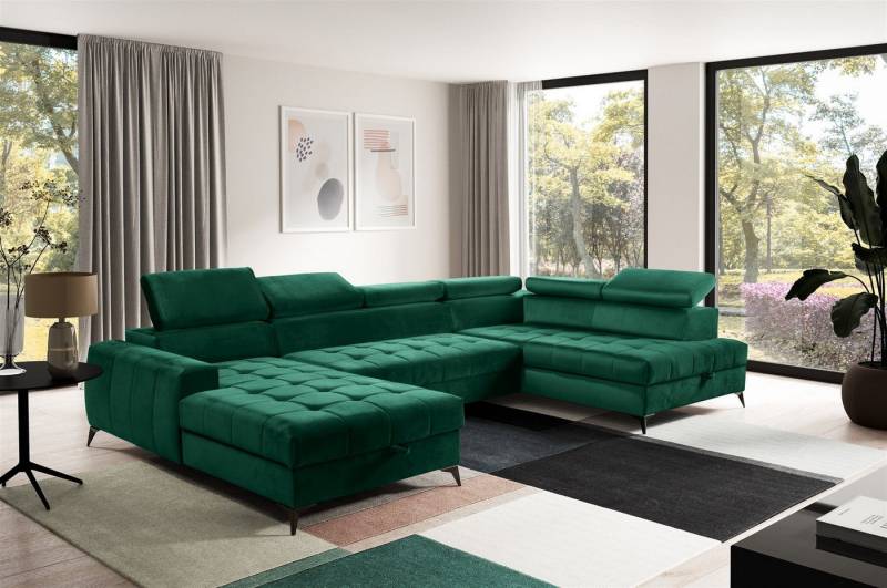 Fun Möbel Wohnlandschaft Schlafsofa AGNESA Stoff Salvador Ottomane Rechts oder Links, Rundumbezug, inkl. 2 Bettkästen von Fun Möbel