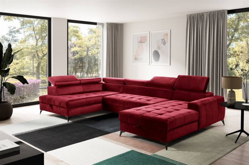 Fun Möbel Wohnlandschaft Schlafsofa AGNESA Stoff Salvador Ottomane Rechts oder Links, Rundumbezug, inkl. 2 Bettkästen von Fun Möbel