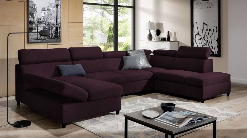 Fun Möbel Wohnlandschaft Schlafsofa Sofa ANTON in Stoff Esito, Inkl. 3 x Bettkasten und Schlaffunktion, Rundumbezug von Fun Möbel