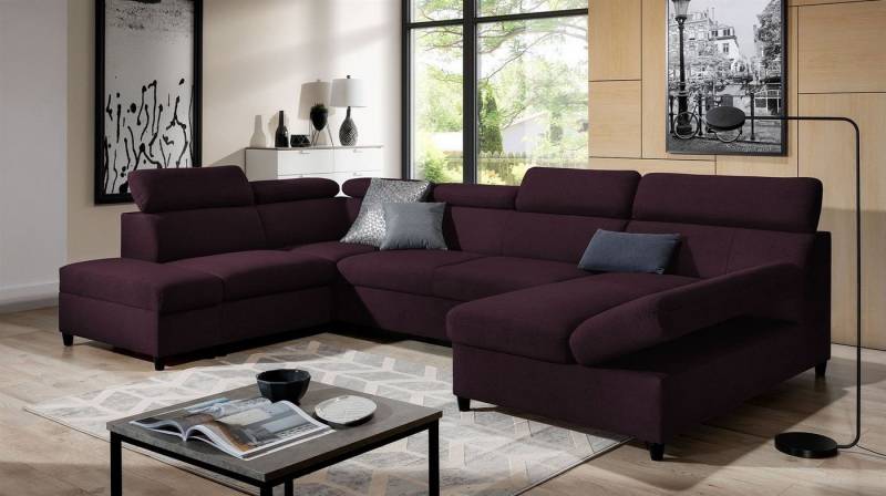 Fun Möbel Wohnlandschaft Schlafsofa Sofa ANTON in Stoff Esito, Inkl. 3 x Bettkasten und Schlaffunktion, Rundumbezug von Fun Möbel