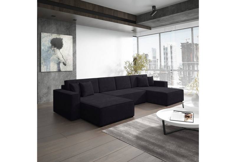Fun Möbel Wohnlandschaft Schlafsofa Sofa CONOR PREMIUM, inkl. 4 Rücken- und 4 Zierkissen, inkl. Schlaffunktion mit Bettkasten, in Stoff oder Kunstleder von Fun Möbel