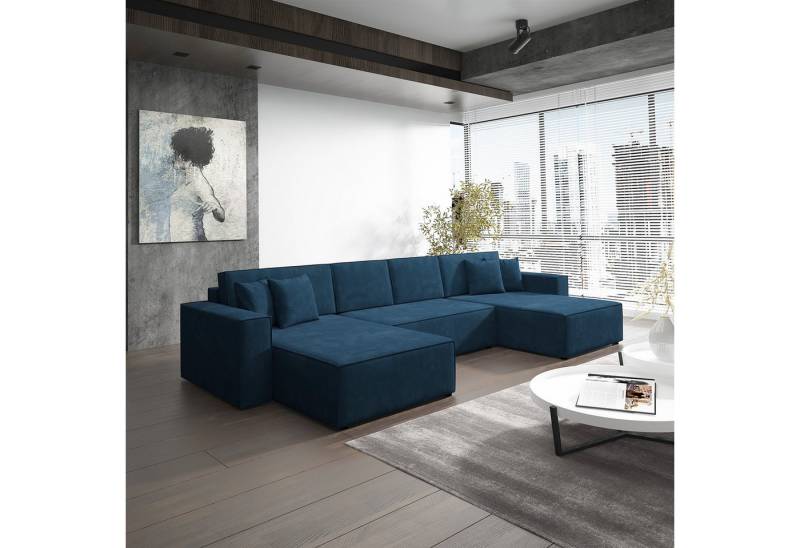 Fun Möbel Wohnlandschaft Schlafsofa Sofa CONOR PREMIUM, inkl. 4 Rücken- und 4 Zierkissen, inkl. Schlaffunktion mit Bettkasten, in Stoff oder Kunstleder von Fun Möbel