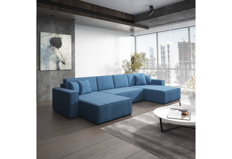 Fun Möbel Wohnlandschaft Schlafsofa Sofa CONOR PREMIUM, inkl. 4 Rücken- und 4 Zierkissen, inkl. Schlaffunktion mit Bettkasten, in Stoff oder Kunstleder von Fun Möbel