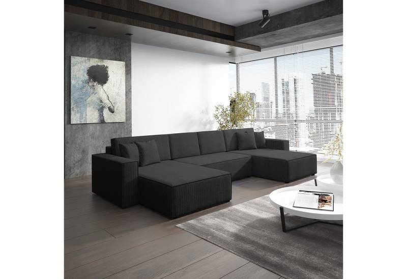 Fun Möbel Wohnlandschaft Schlafsofa Sofa CONOR PREMIUM, inkl. 4 Rücken- und 4 Zierkissen, inkl. Schlaffunktion mit Bettkasten, in Stoff oder Kunstleder von Fun Möbel