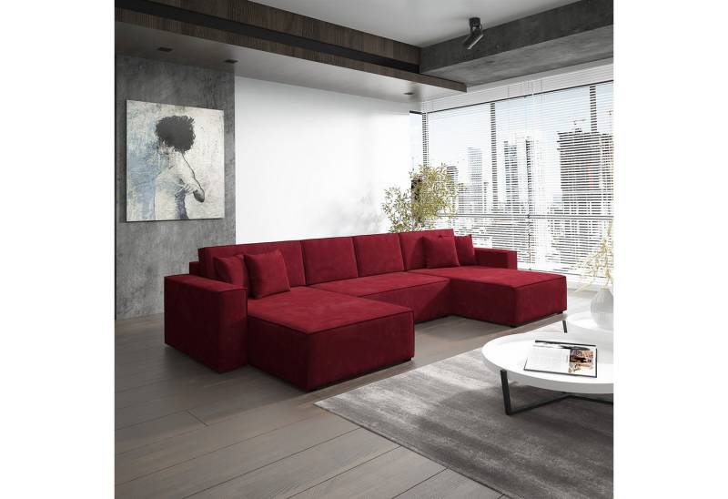 Fun Möbel Wohnlandschaft Schlafsofa Sofa CONOR PREMIUM, inkl. 4 Rücken- und 4 Zierkissen, inkl. Schlaffunktion mit Bettkasten, in Stoff oder Kunstleder von Fun Möbel