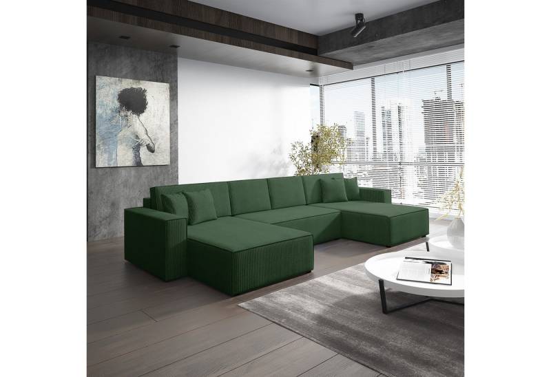 Fun Möbel Wohnlandschaft Schlafsofa Sofa CONOR PREMIUM, inkl. 4 Rücken- und 4 Zierkissen, inkl. Schlaffunktion mit Bettkasten, in Stoff oder Kunstleder von Fun Möbel