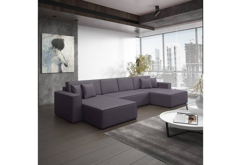Fun Möbel Wohnlandschaft Schlafsofa Sofa CONOR PREMIUM, inkl. 4 Rücken- und 4 Zierkissen, inkl. Schlaffunktion mit Bettkasten, in Stoff oder Kunstleder von Fun Möbel