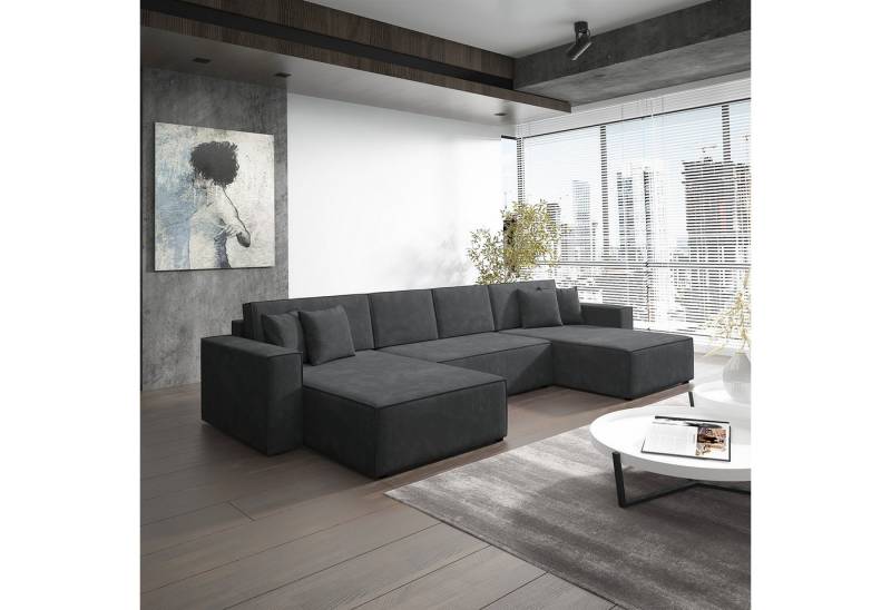 Fun Möbel Wohnlandschaft Schlafsofa Sofa CONOR PREMIUM, inkl. 4 Rücken- und 4 Zierkissen, inkl. Schlaffunktion mit Bettkasten, in Stoff oder Kunstleder von Fun Möbel