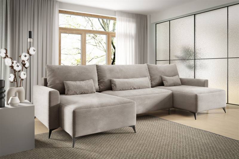 Fun Möbel Wohnlandschaft Schlafsofa in U-Form SILVES in Stoff Poso, mit Bettkasten, Rundumbezug von Fun Möbel
