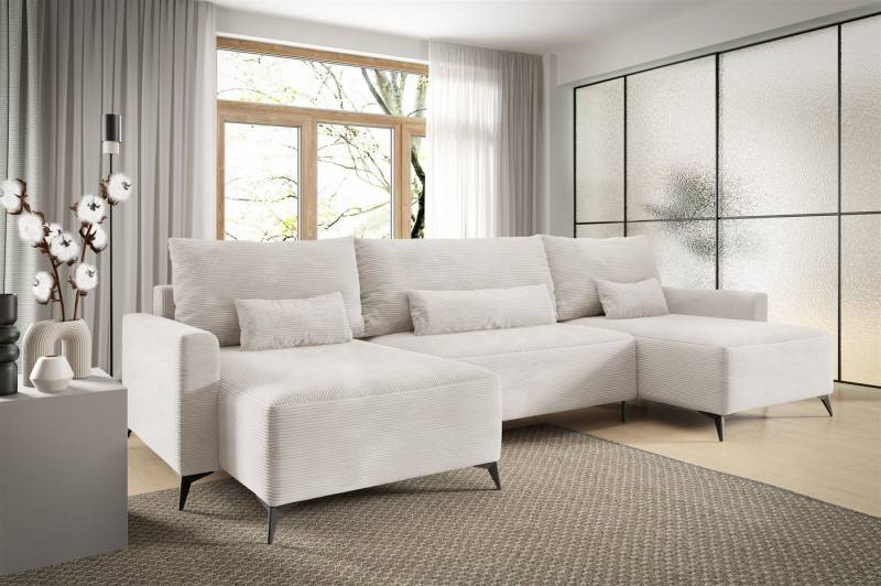 Fun Möbel Wohnlandschaft Schlafsofa in U-Form SILVES in Stoff Poso, mit Bettkasten, Rundumbezug von Fun Möbel